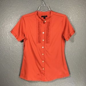 Banana Republic Coral Ruched Button Front Top